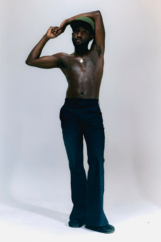 Men's Dark Gray Denim Flare Pants – Minimalist Bell Bottom Vibes